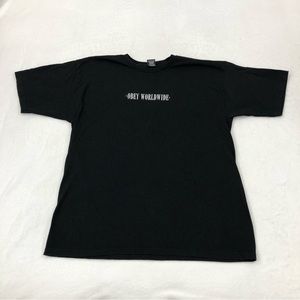 OBEY WORLDWIDE Black Essential Casual Skateboarding Skate Crew Tee Shirt Mens XL